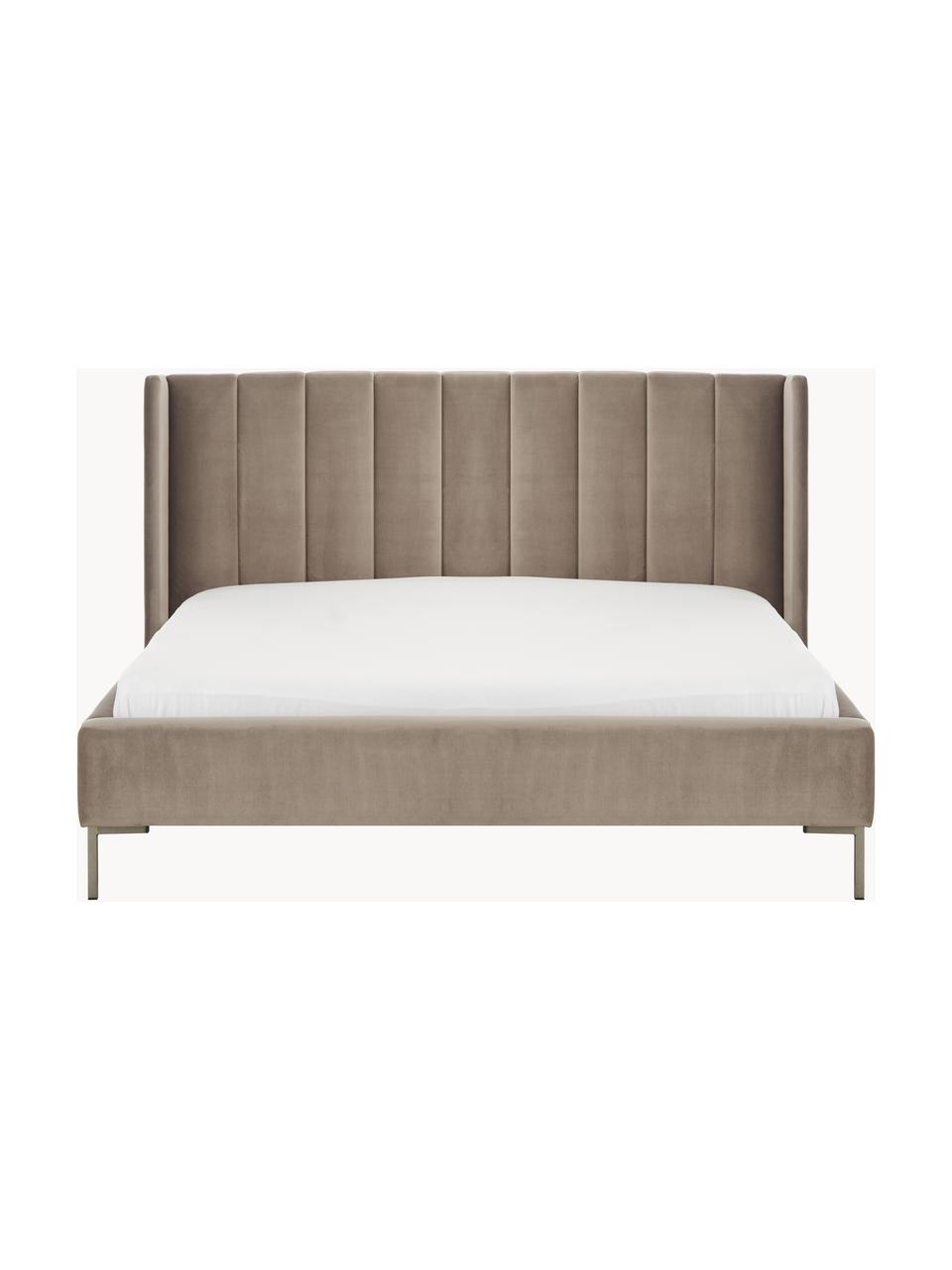 Sametová čalouněná postel Dusk, Taupe, Š 200 cm, D 200 cm