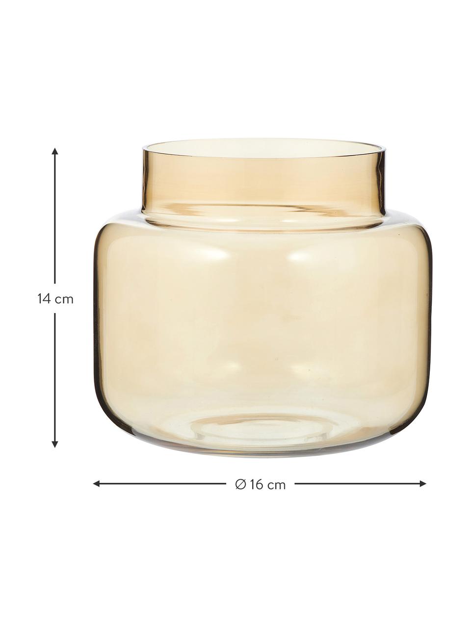 Glazen vaas Lasse van glas, Glas, Amberkleurig, transparant, Ø 16 x H 14 cm