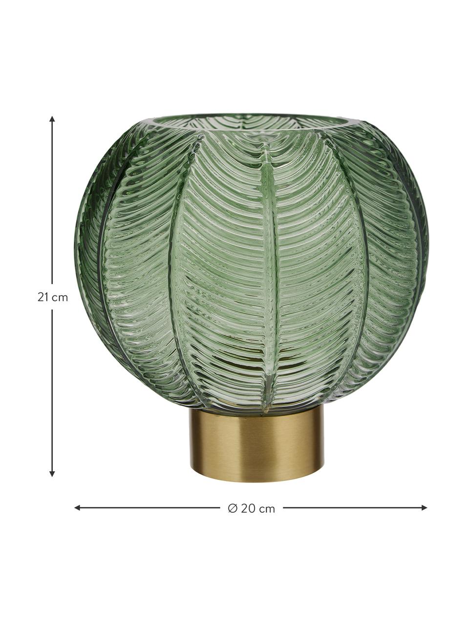 Vaso in vetro verde con base in ottone Mickey, Vaso: vetro, Vaso: verde trasparente Base: ottone, Ø 20 x Alt. 21 cm