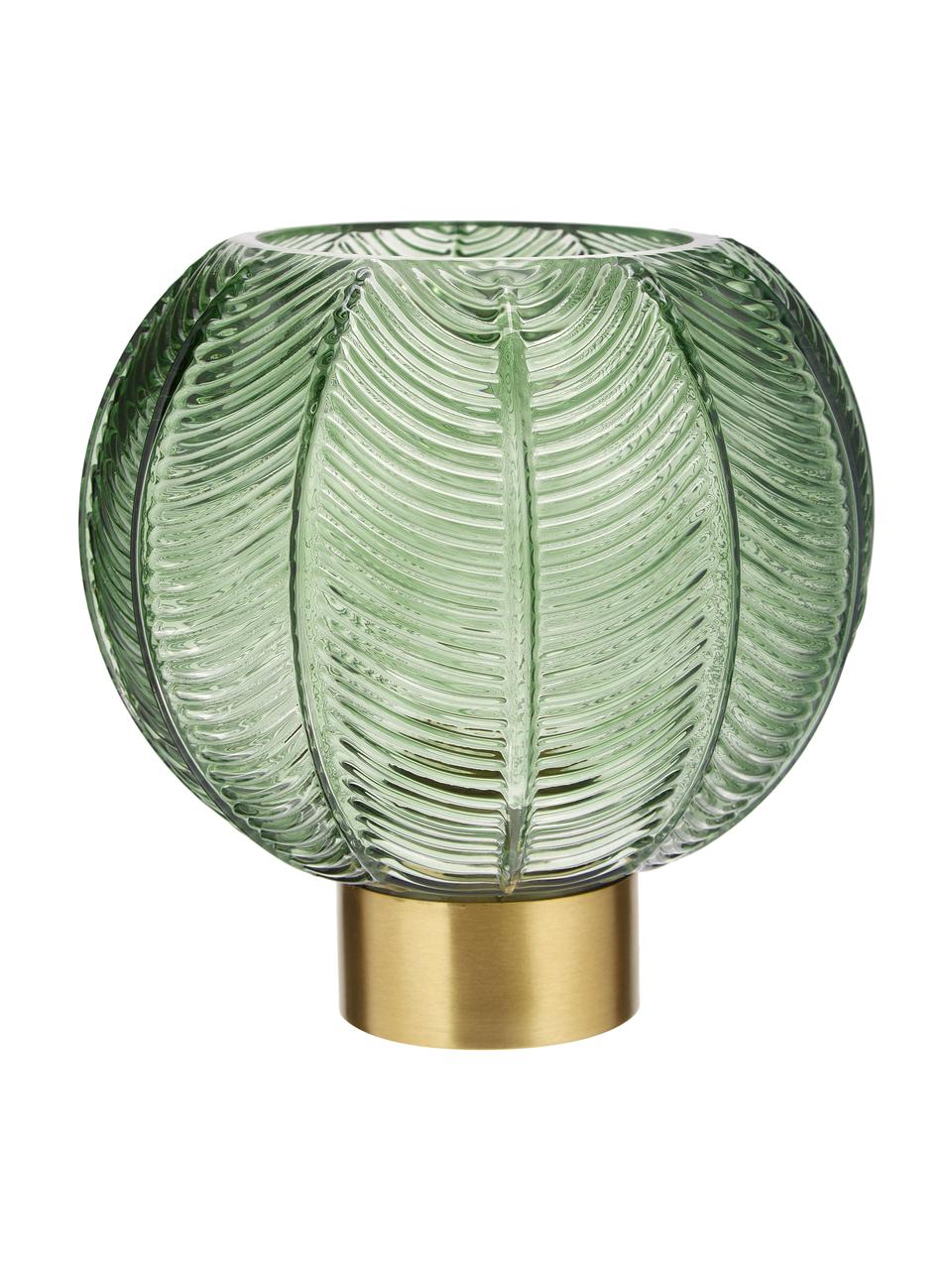 Jarrón esfera de vidrio Mickey, Jarrón: vidrio, Verde, dorado, Ø 20 x Al 21 cm