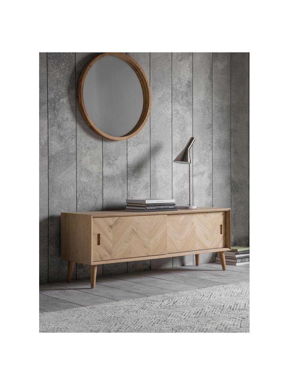 Tv-meubel Milano met visgraatpatroon, Natuurlijk eikenhout, Eikenhoutkleurig, 140 x 50 cm