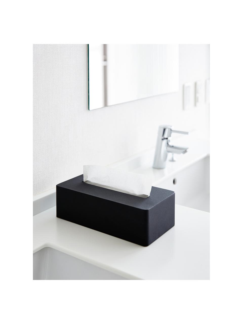 Kosmetiktuchbox Tower, Metall, pulverbeschichtet, Schwarz, B 27 x T 14 cm