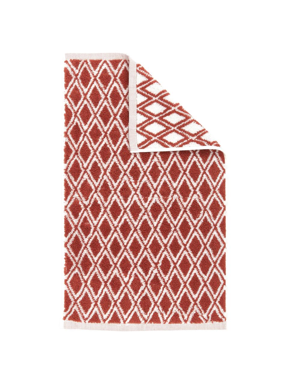 Wende-Handtuch Ava mit grafischem Muster, 100% Baumwolle, mittelschwere Qualität 550 g/m², Terrakotta, Cremeweiß, Gästehandtuch