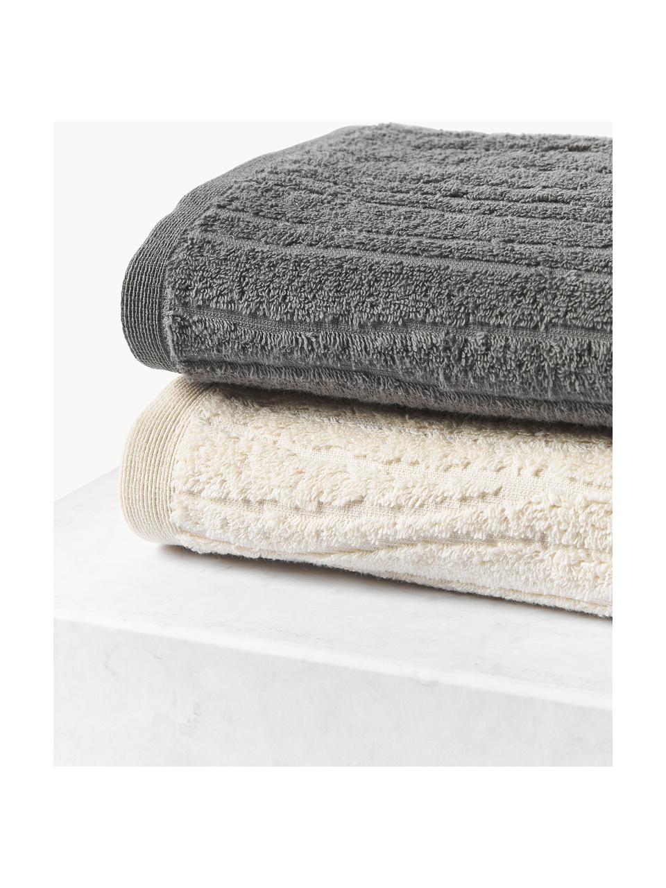 Lot de serviettes de bain en coton Audrina, 3 élém., Gris foncé, Lot de différentes tailles