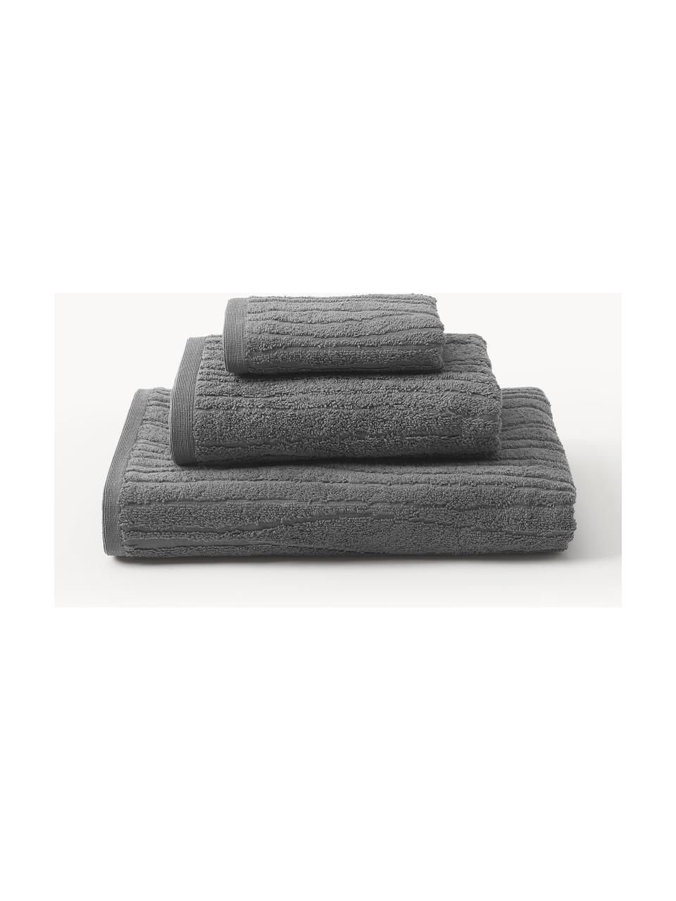 Handtuch-Set Audrina aus Baumwolle, in verschiedenen Setgrößen, Dunkelgrau, 3er-Set (Gästehandtuch, Handtuch & Duschtuch)