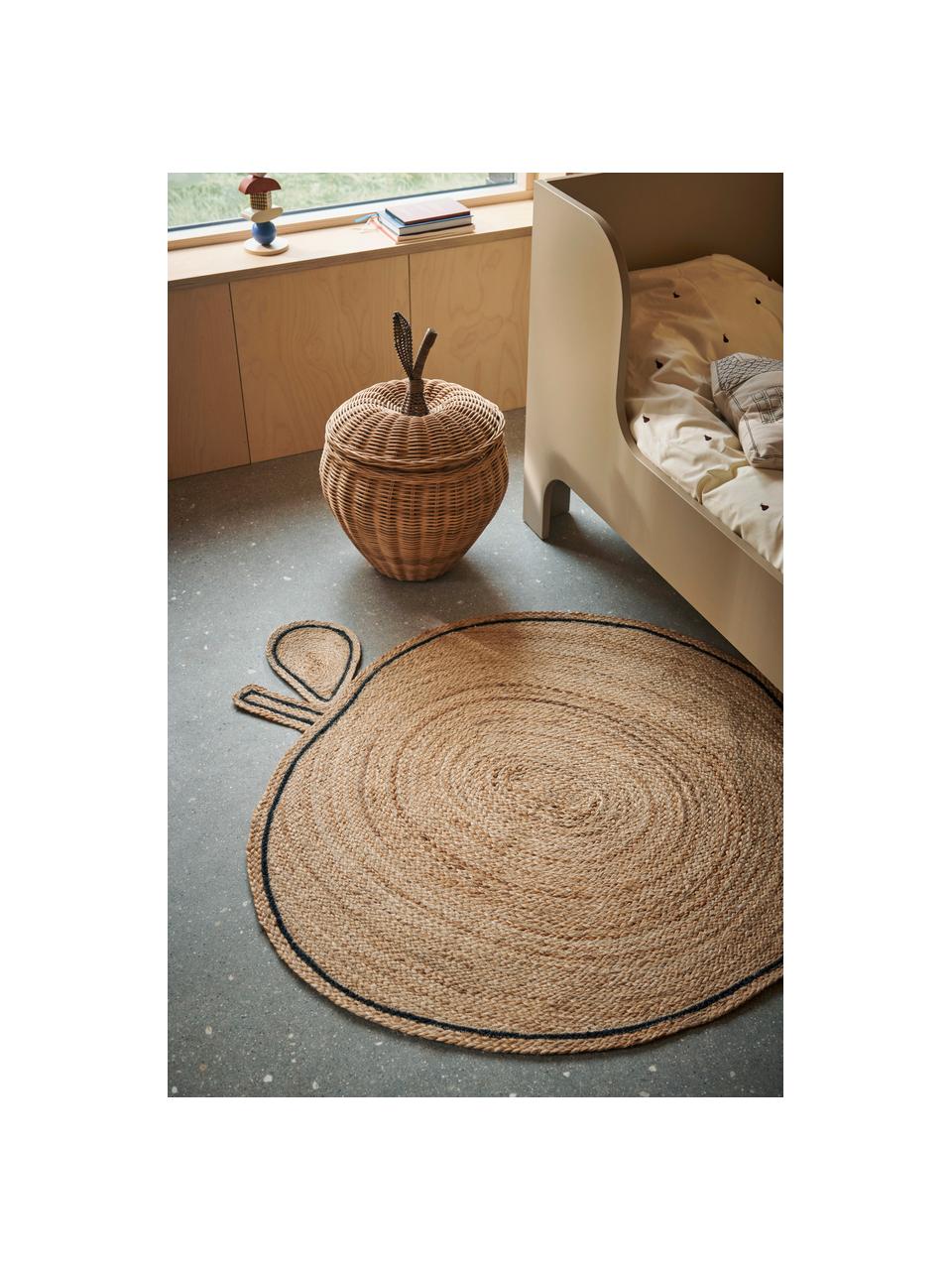 Handgefertigter Aufbewahrungskorb Apple aus Rattan, Rattan, Beige, Taupe, Ø 37 x H 52 cm