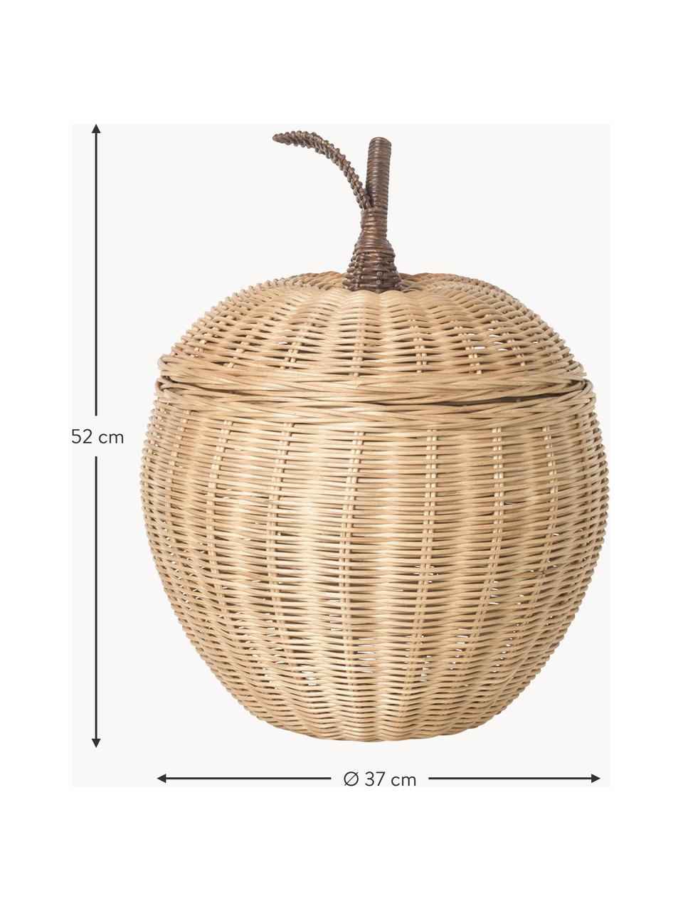 Handgefertigter Aufbewahrungskorb Apple aus Rattan, Rattan, Beige, Taupe, Ø 37 x H 52 cm