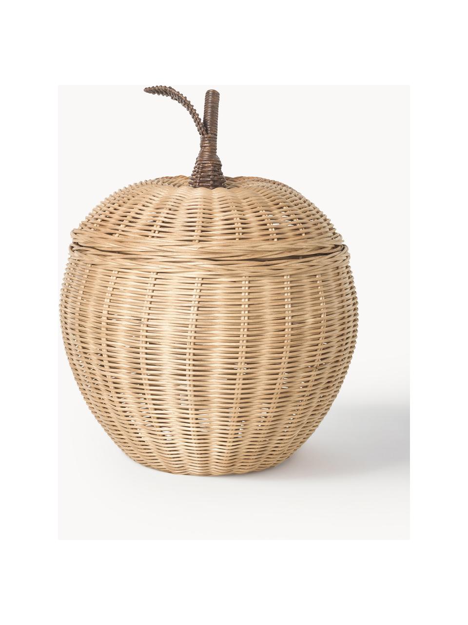 Handgefertigter Aufbewahrungskorb Apple aus Rattan, Rattan, Beige, Taupe, Ø 37 x H 52 cm