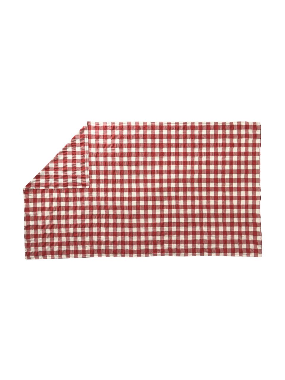 Nappe coton Ester, 100 % coton, Rouge, blanc, damier, Pour 6 à 10 pers. (larg. 145 x long. 250 cm)