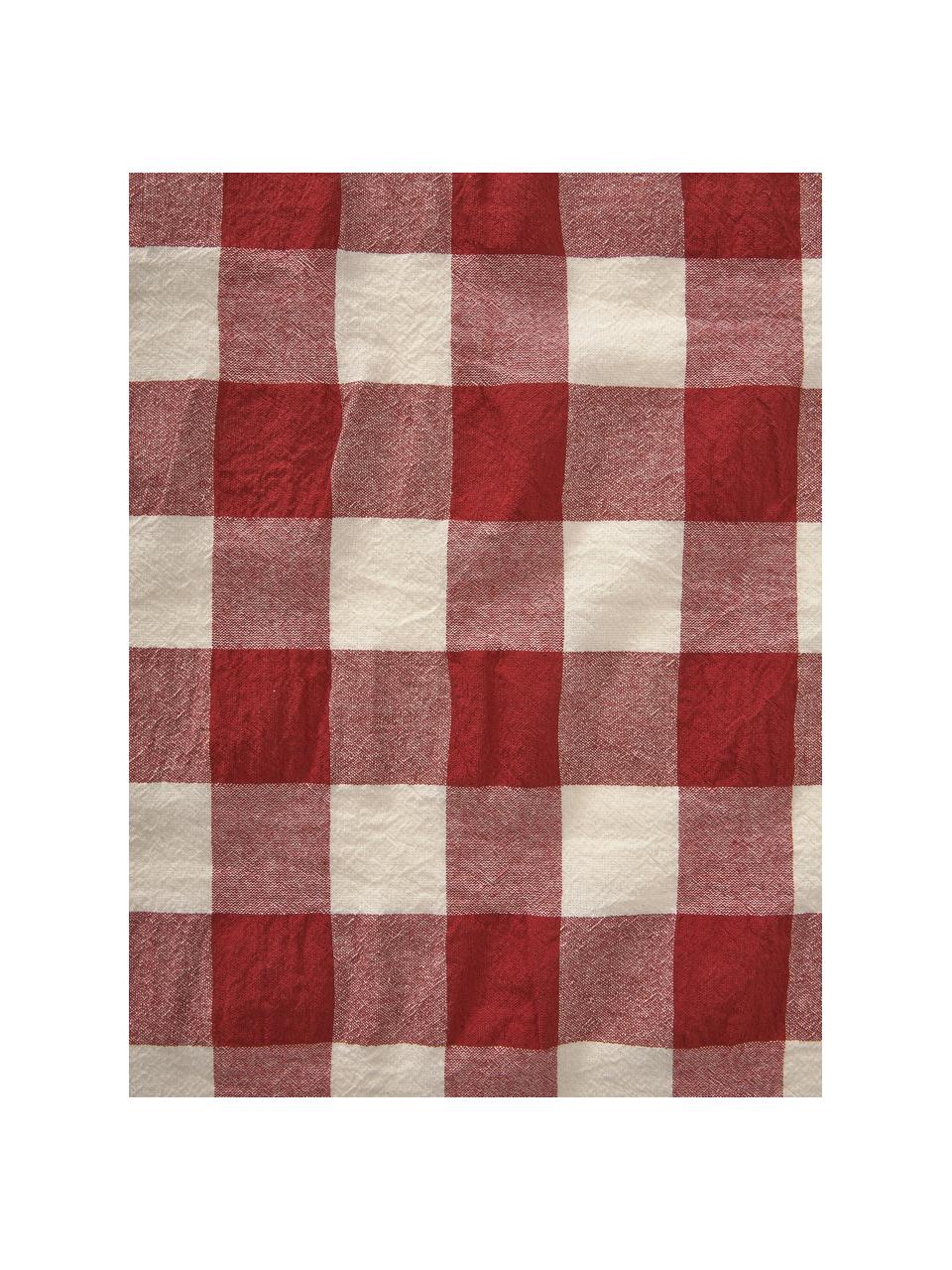 Katoenen tafelkleed Ester, 100% katoen, Rood, wit, geruit, Voor 6 - 10 personen (B 145 x L 250 cm)