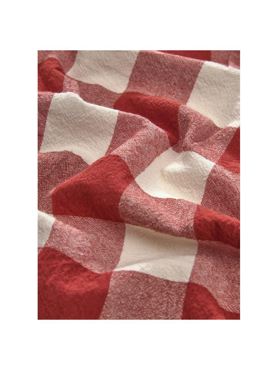 Katoenen tafelkleed Ester, 100% katoen, Rood, wit, geruit, Voor 6 - 10 personen (B 145 x L 250 cm)