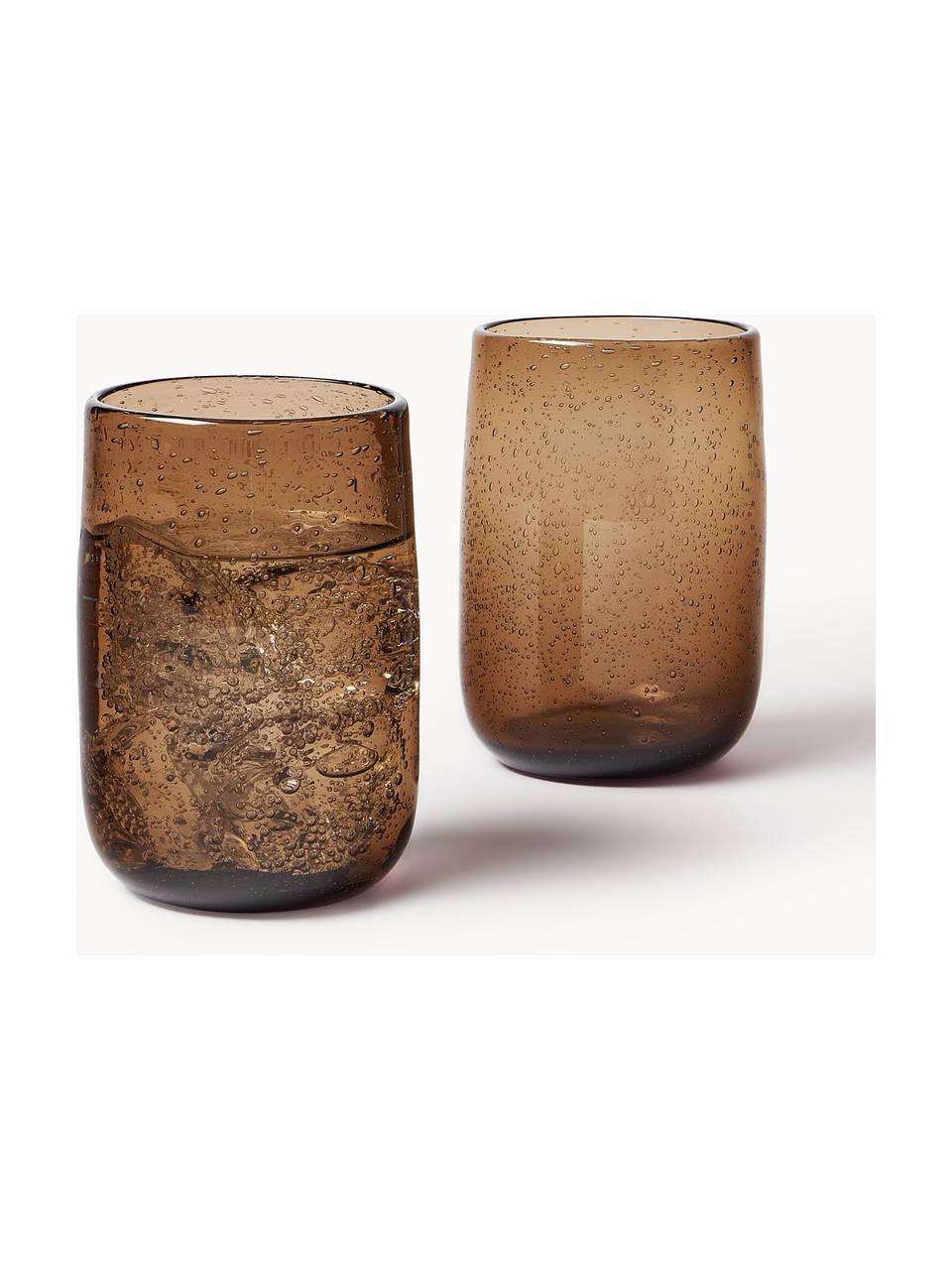 Verres à eau artisanaux avec bulles d'air Bari, 6 pièces, Verre, Brun, Ø 7 x haut. 11 cm, 330 ml