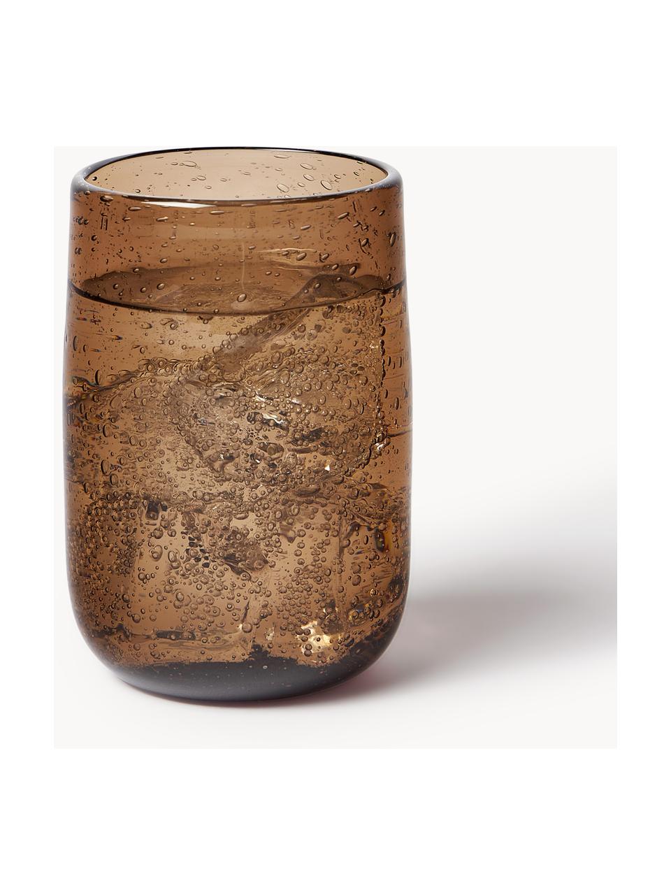 Vasos artesanales con burbujas de aire Bari, 6 uds., Vidrio, Marrón, Ø 7 x Al 11 cm, 330 ml