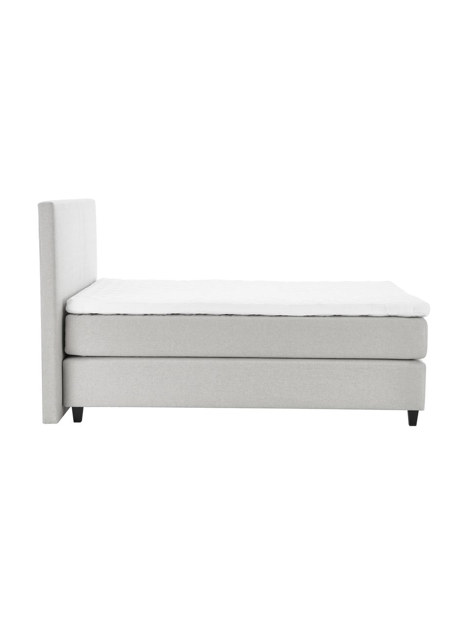 Letto boxspring premium in tessuto grigio chiaro Eliza, Materasso: nucleo a 5 zone di molle , Struttura: legno di pino massiccio, Piedini: legno di betulla massicci, Tessuto grigio chiaro, 140 x 200 cm, durezza 2