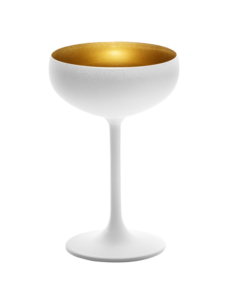 Kristall-Champagnerschalen Elements in Weiß/Gold, 6 Stück, Kristallglas, beschichtet, Weiß, Messingfarben, Ø 10 x H 15 cm, 230 ml
