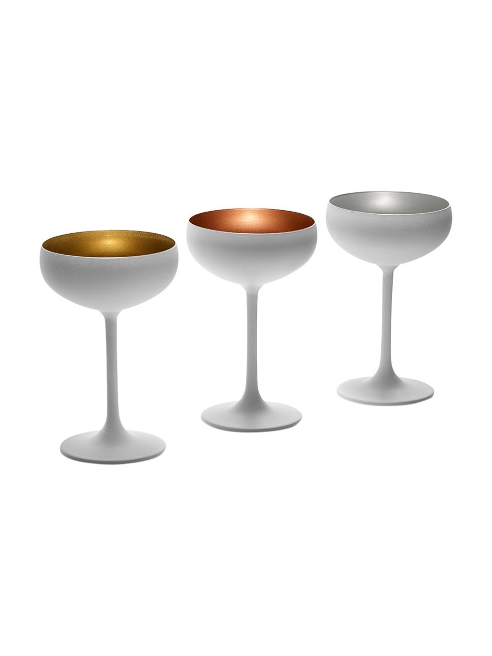 Kristallen champagneglazen Elements, 6 stuks, Kristalglas, gecoat, Wit, messingkleurig, Ø 10 x H 15 cm, 230 ml