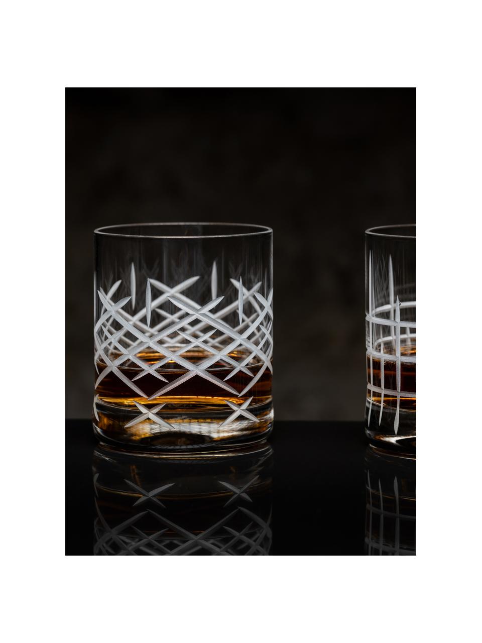 Whiskyglazen Club met structuurpatroon, 6 stuks, Glas, Transparant, Ø 10 x H 10 cm, 320 ml