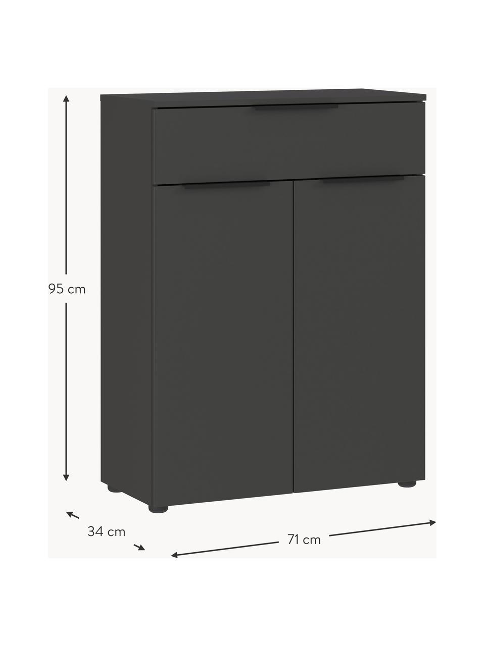 Bad-Midischrank Crandon, B 71 cm, Griffe: Metall, beschichtet, Füße: Kunststoff, Anthrazit, B 71 x H 95 cm