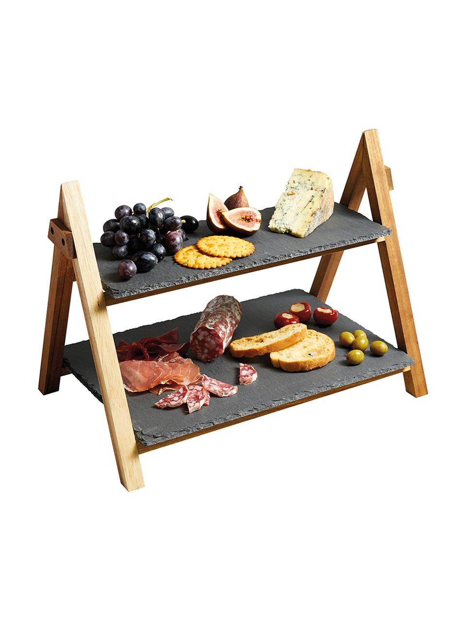 Etagere Dark mit Schiefernplatten, Gestell: Holz, Anthrazit, Holz, B 40 x H 34 cm