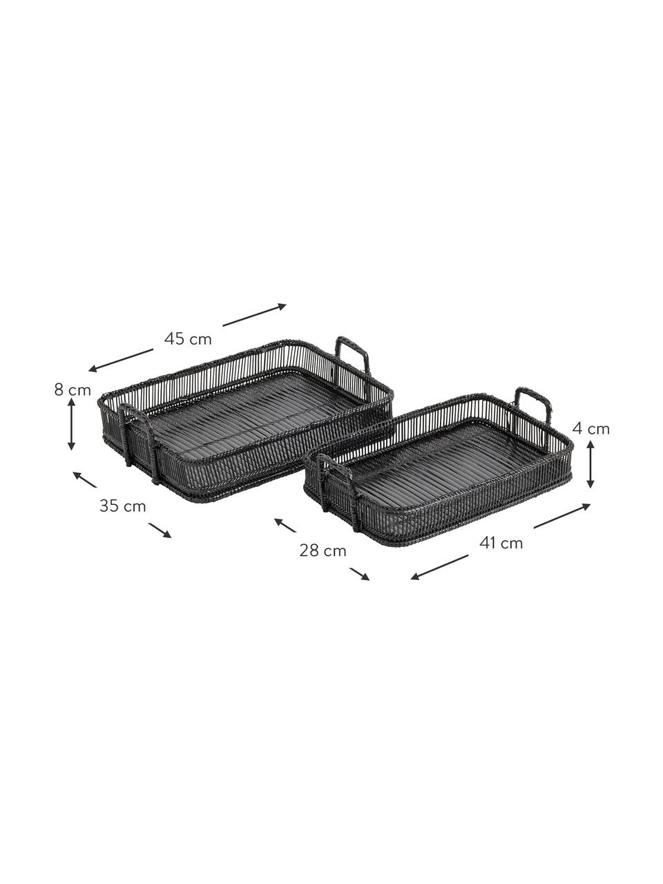 Set de bandejas de bambú Bila, 2 pzas., Bambú, Negro, Set de diferentes tamaños