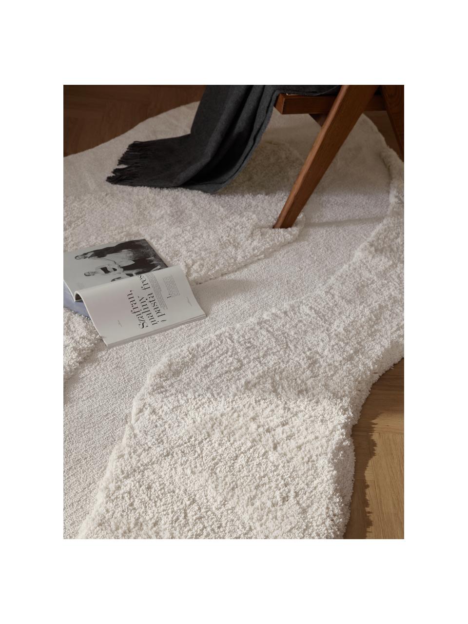 Flauschiger Teppich Kyla in organischer Form, Weiss, B 160 x L 230 cm (Grösse M)
