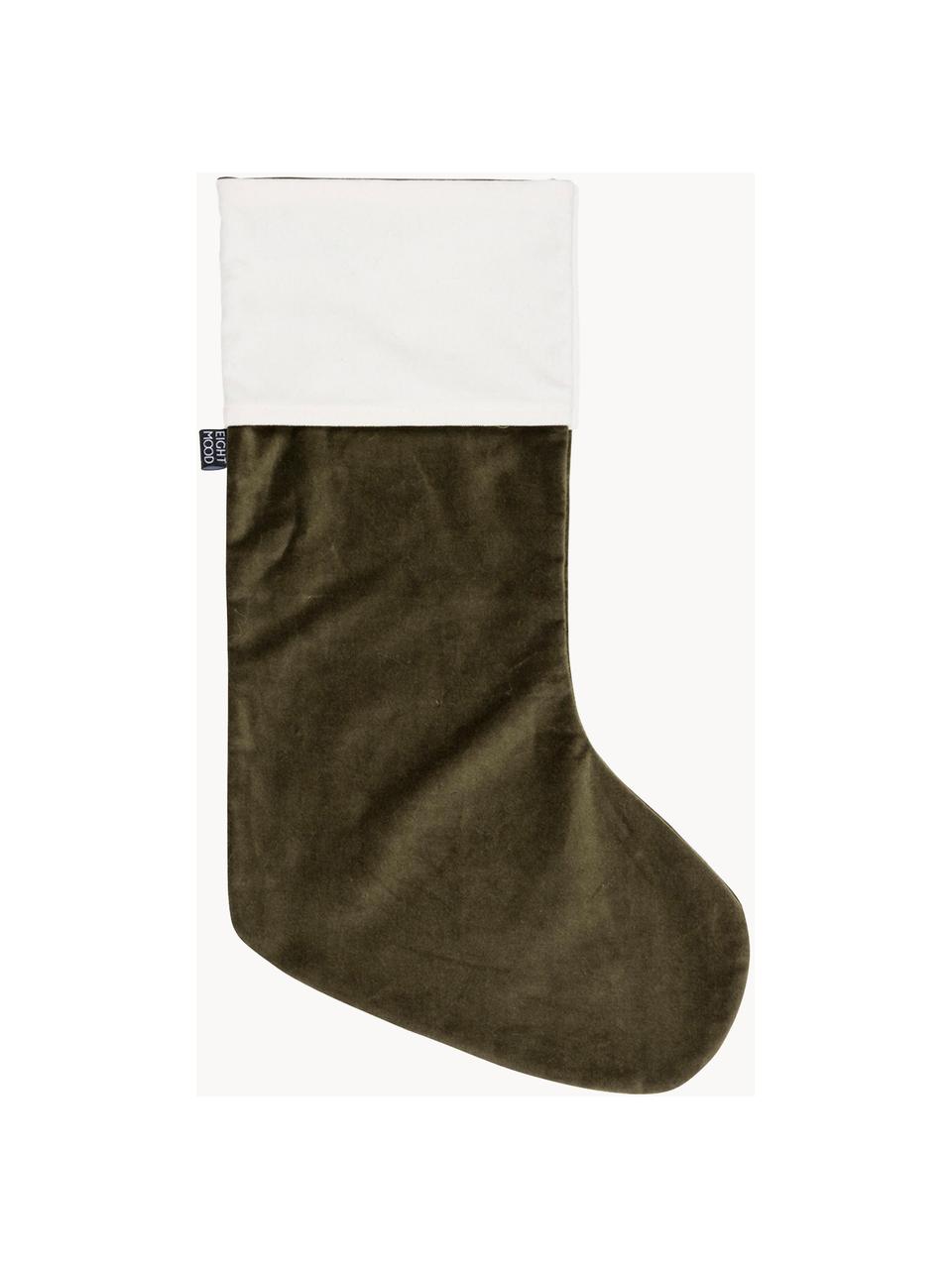 Chaussette de Noël Veronica, Coton, Vert, blanc, larg. 25 x haut. 45 cm