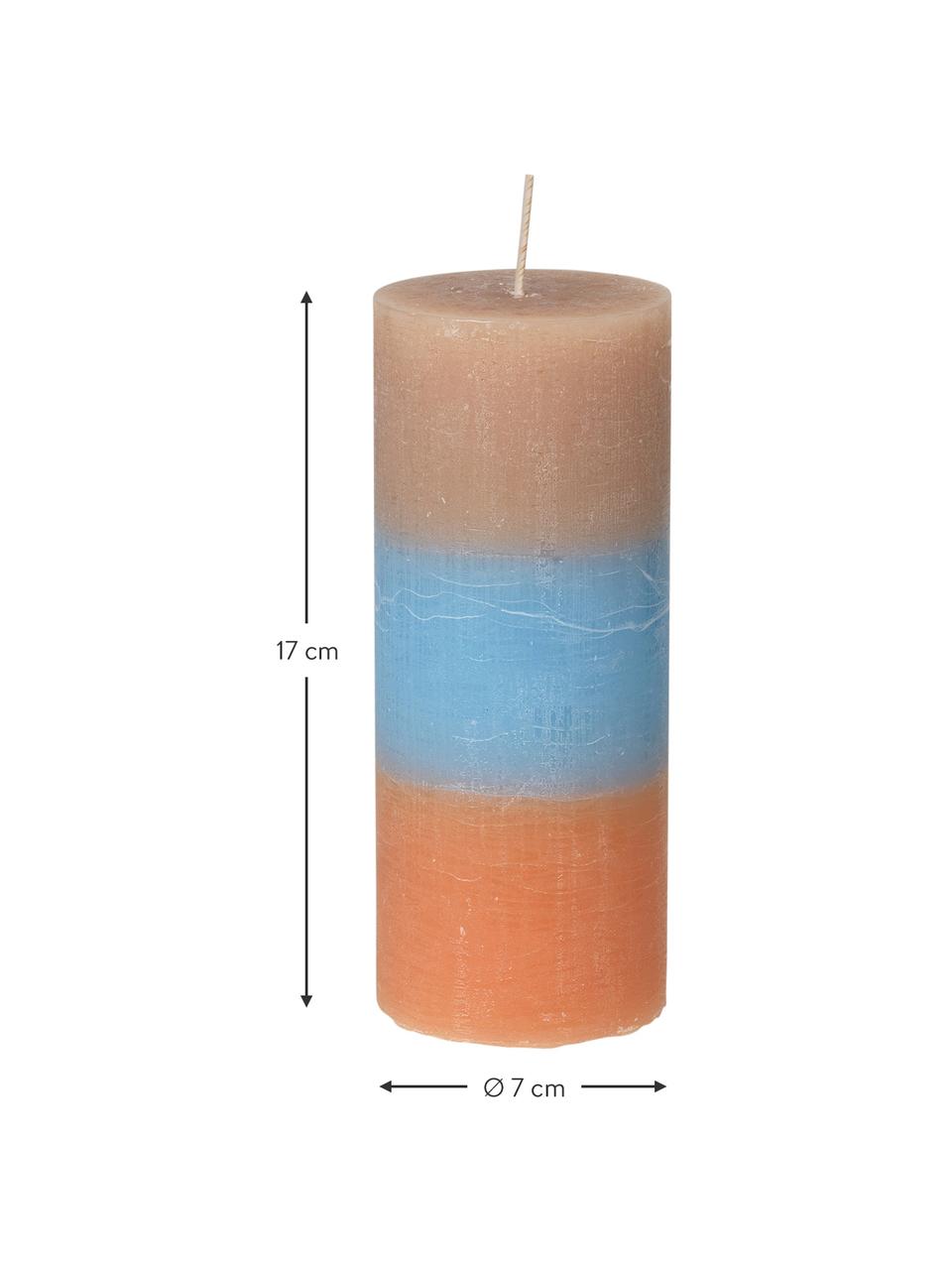 Veľká sviečka Rainbow, Vosk, Sivobéžová, modrá, oranžová, Ø 7 x V 17 cm
