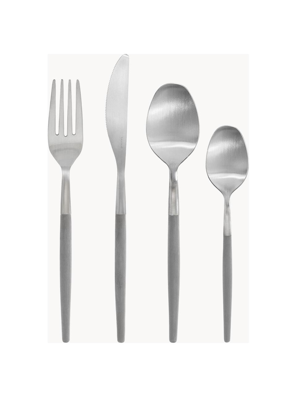 Cubertería de acero inoxidable mate Maxime, 4 comensales (16 pzas.), Plateado, 4 comensales (16 pzas.)