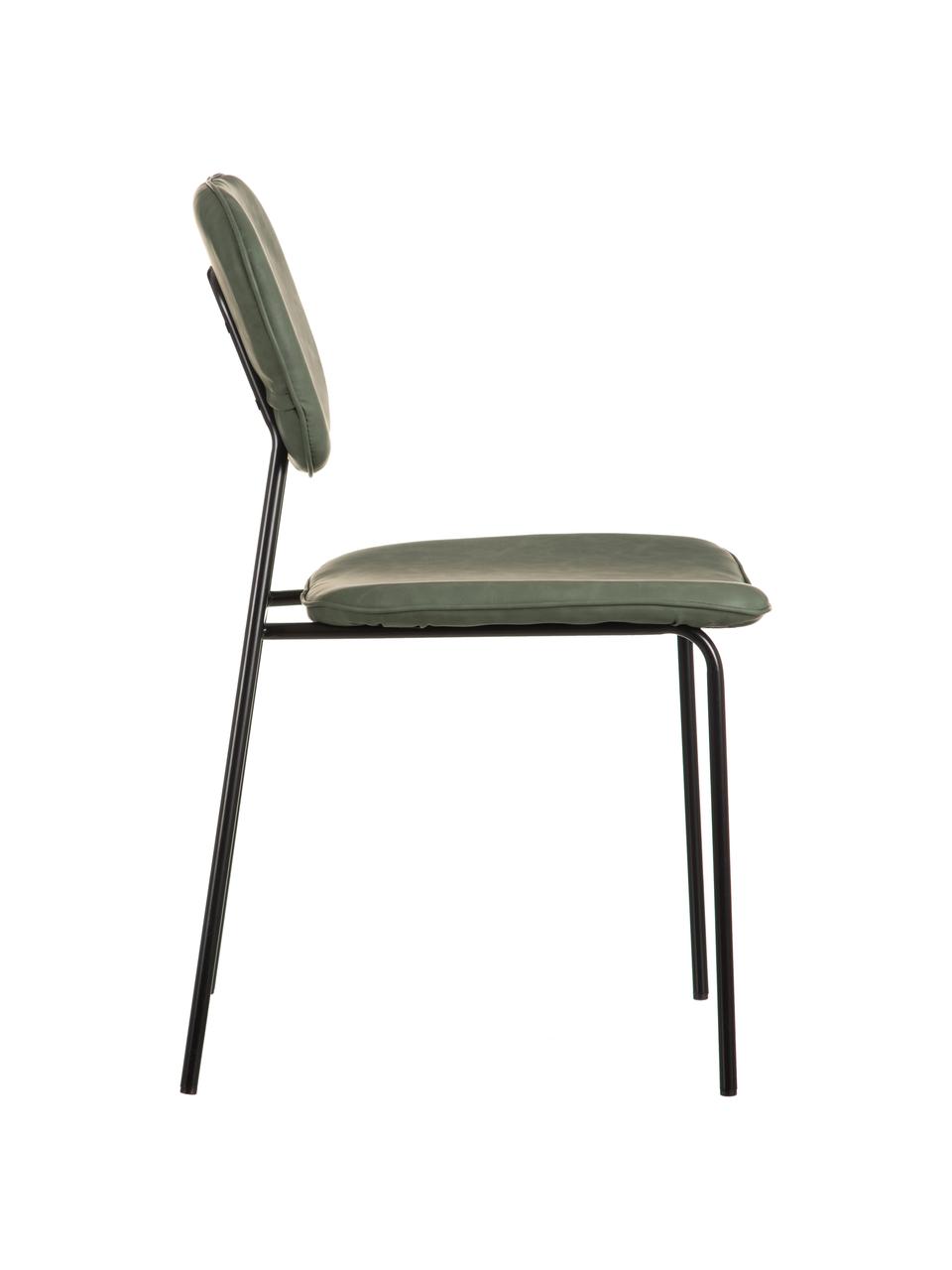 Čalouněná židle z imitace kůže Iskia, stohovatelná, Zelená, černá