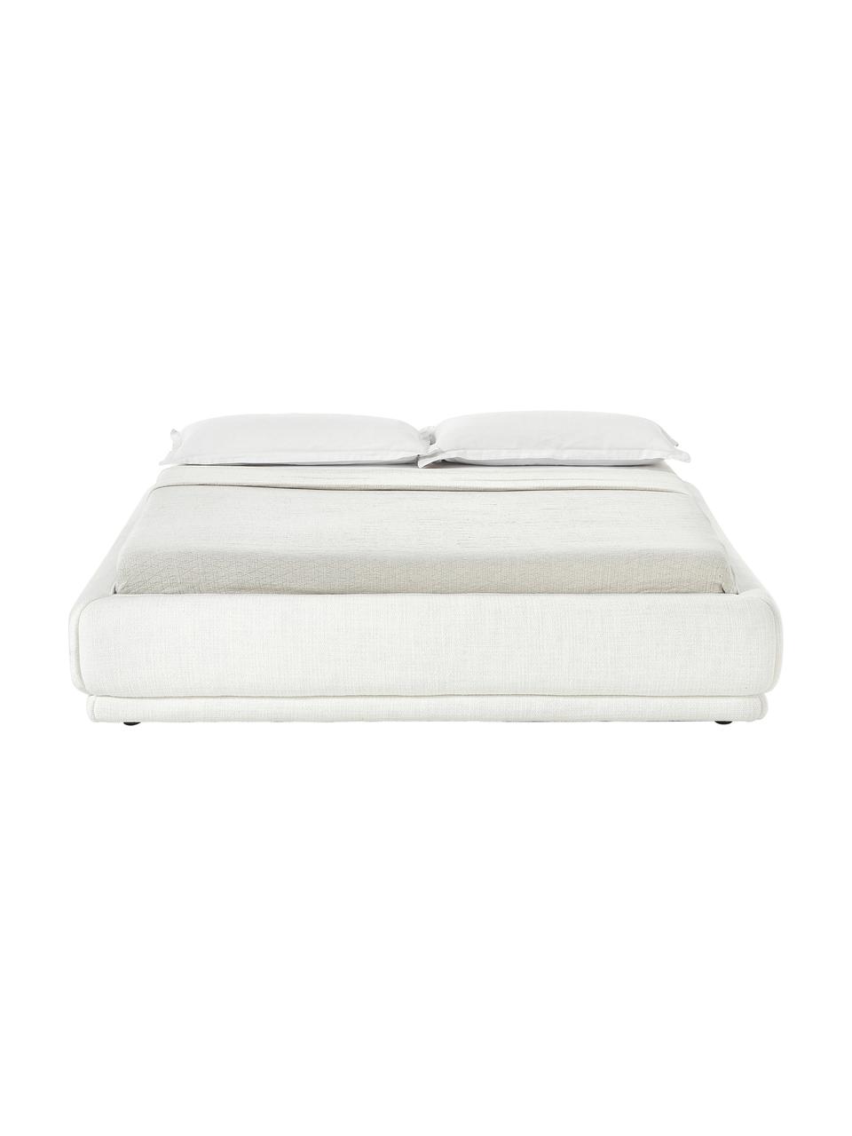 Gestoffeerd bed Blair in crèmewit, Bekleding: geweven stof (90% polyest, Frame: eucalyptus-multiplex en p, Geweven stof crèmewit, 140 x 200 cm