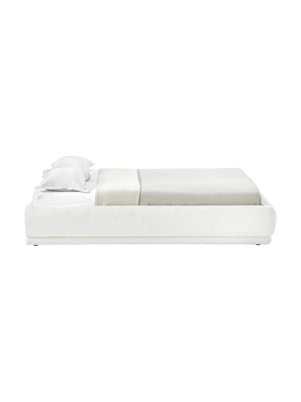 Čalouněná bouclé postel Blair, Bílá, 140 x 200 cm