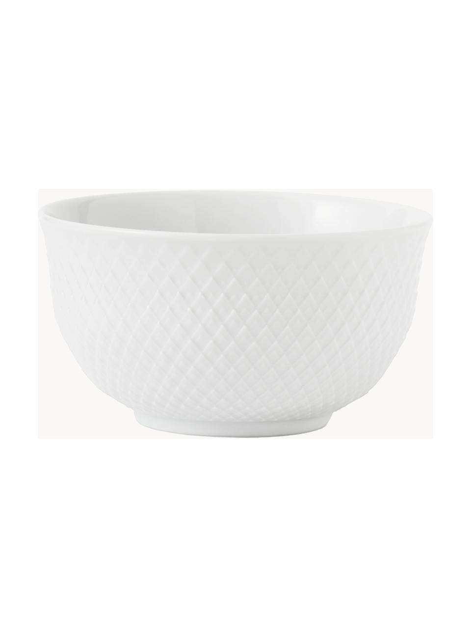 Porzellan-Snackschälchen Rhombe mit Struktur-Muster, 4 Stück, Porzellan, Weiss, Ø 11 x H 7 cm
