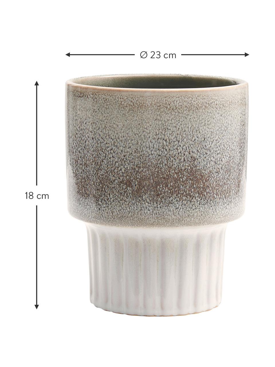 Cache-pot céramique Emine, Céramique, Tons beiges, Ø 18 x haut. 23 cm