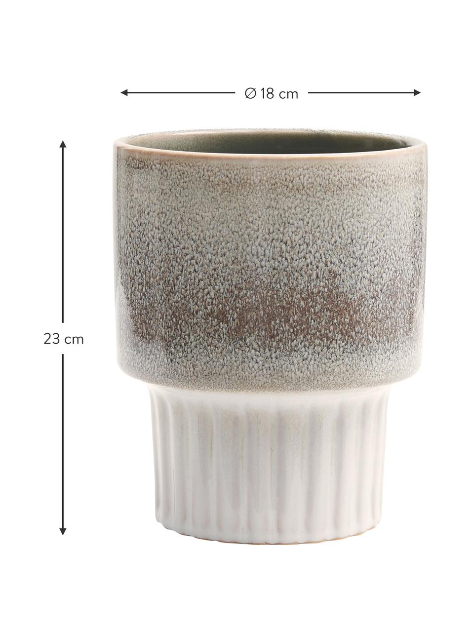 Cache-pot céramique Emine, Céramique, Tons beiges, Ø 18 x haut. 23 cm