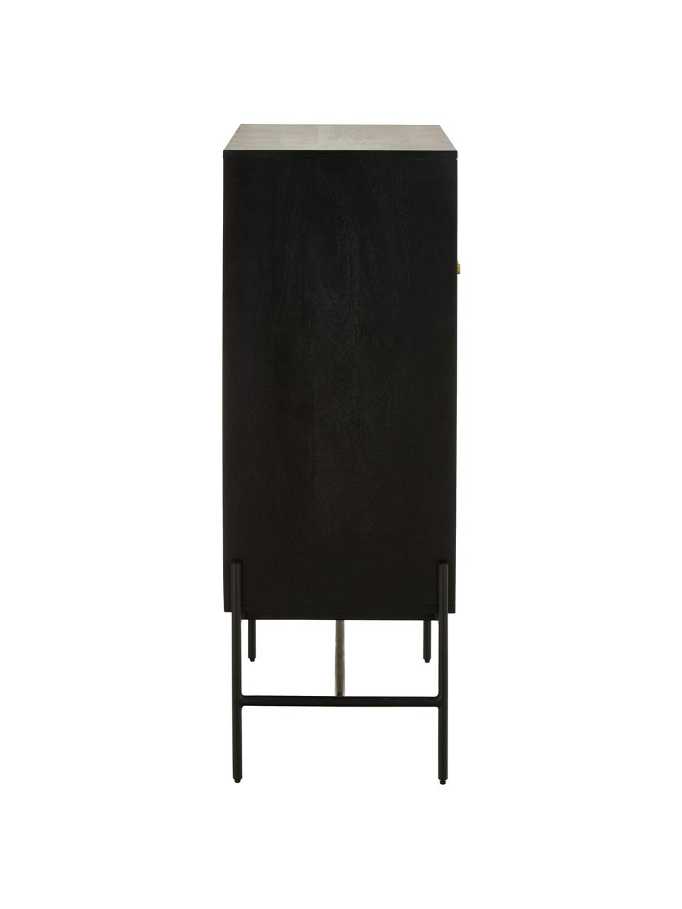 Chiffonnier Vienna, Estructura: madera de mango maciza pi, Patas: metal con pintura en polv, Madera de mango, negro, An 100 x Al 120 cm