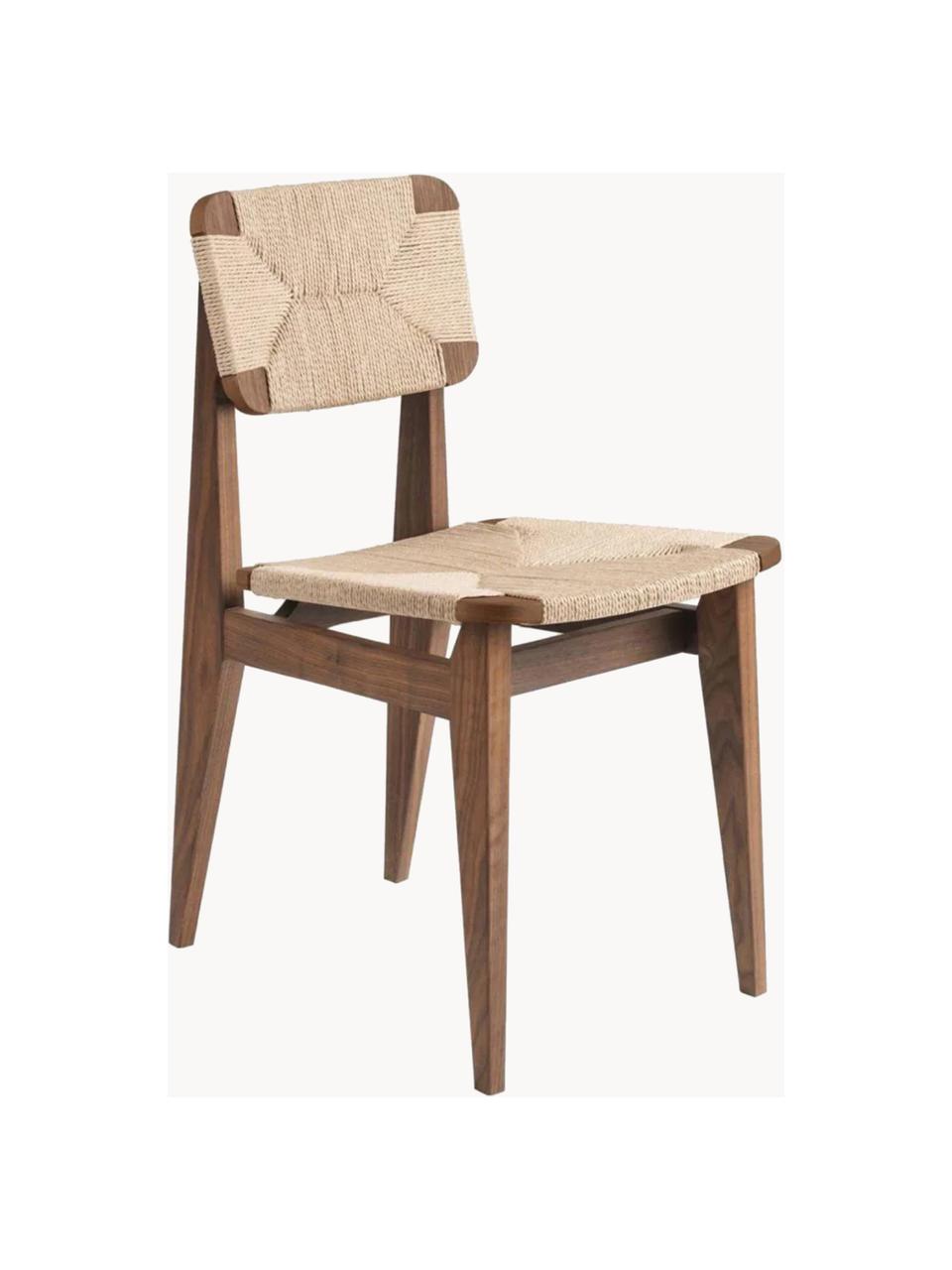 Drevená stolička z orechového dreva C-Chair, Americký orech, svetlobéžová, Š 41 x H 53 cm