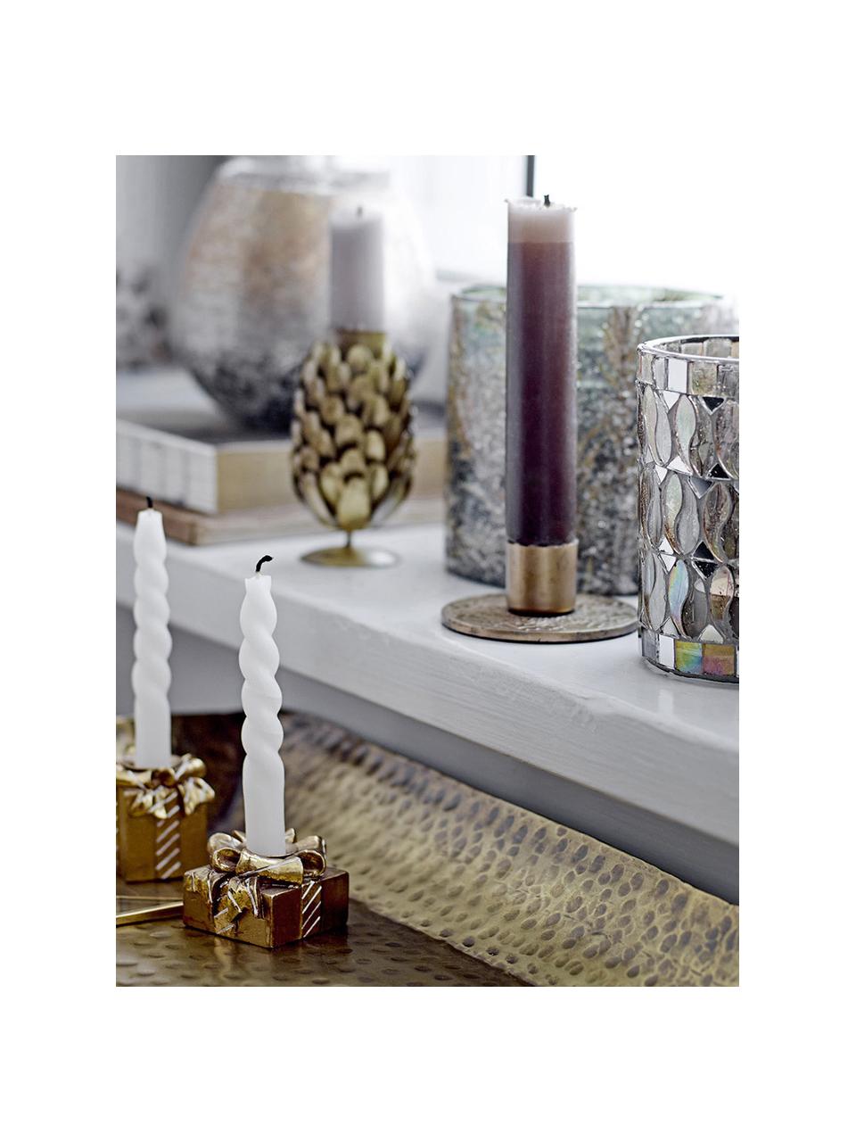 Komplet ręcznie malowanych świeczników Halia, 3 elem., Poliresing, Odcienie złotego, Komplet z różnymi rozmiarami