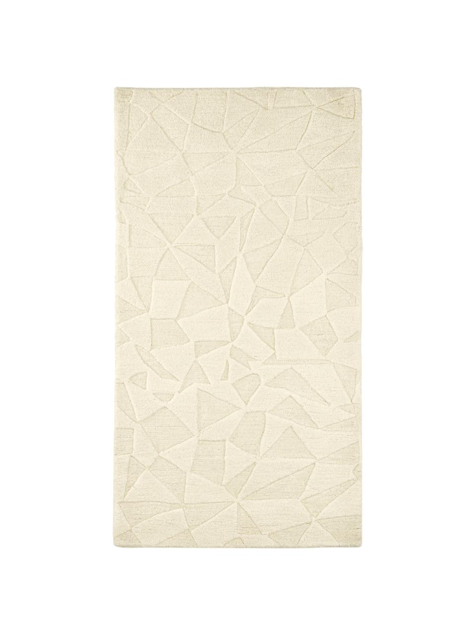 Handgetuft wollen vloerkleed Rory in crèmewit, Onderzijde: 100% katoen, Wit, B 80 x L 150 cm