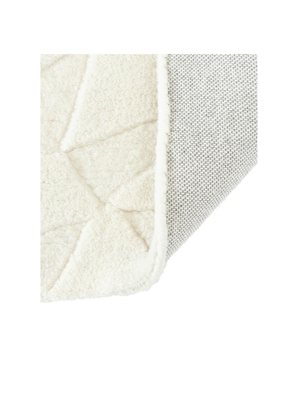 Tappeto in lana taftato a mano con struttura alta-bassa Rory, Retro: 100% cotone Il materiale , Bianco crema, Larg. 80 x Lung. 150 cm (taglia XS)