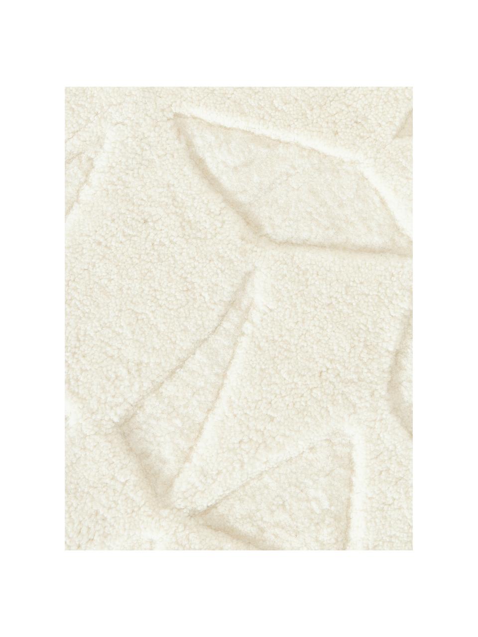 Handgetufteter Wollteppich Rory mit Hoch-Tief-Struktur, Flor: 100 % Wolle, Cremeweiß, B 160 x L 230 cm (Größe M)