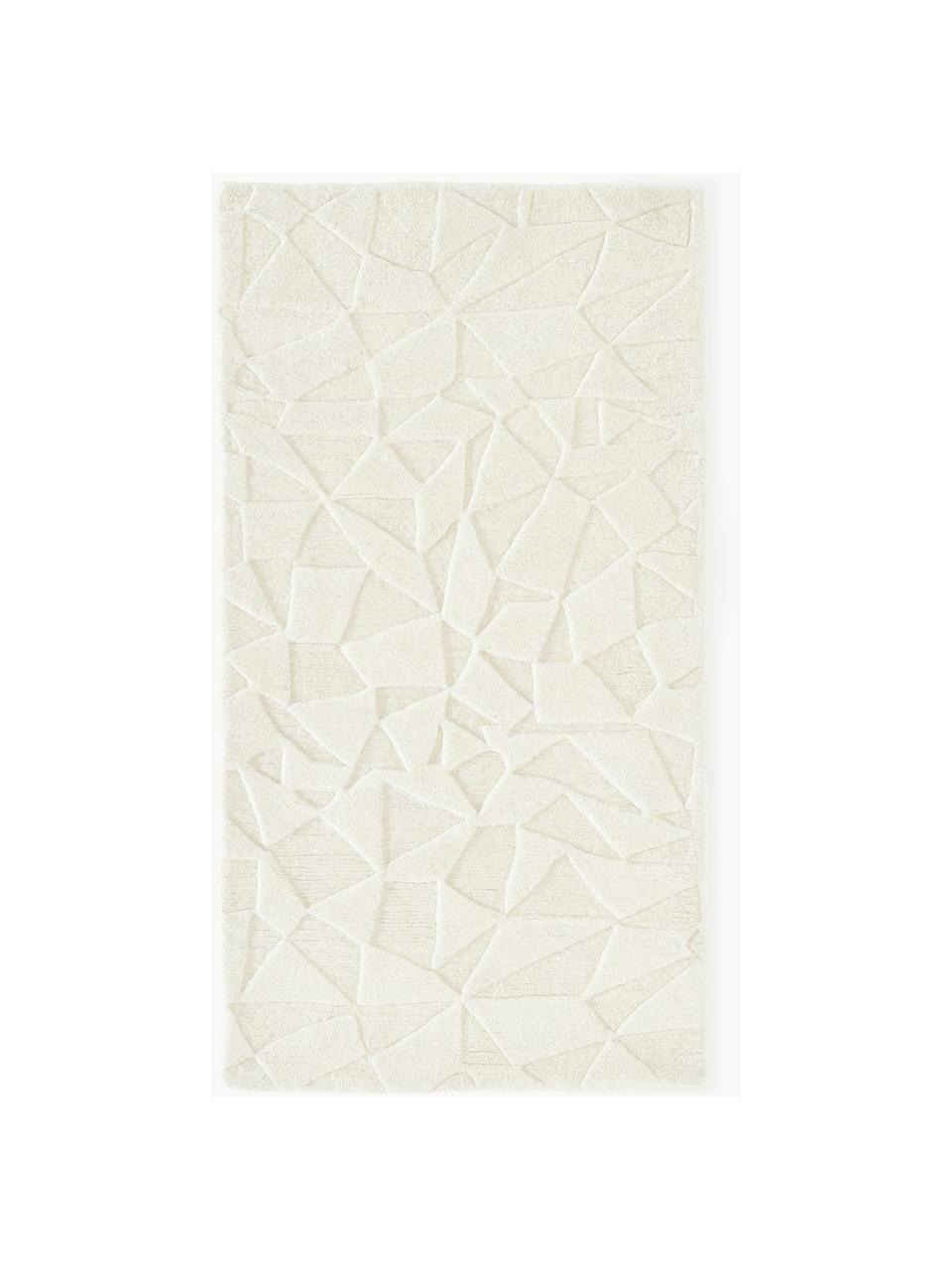 Handgetufteter Wollteppich Rory mit Hoch-Tief-Struktur, Flor: 100 % Wolle, Cremeweiß, B 160 x L 230 cm (Größe M)
