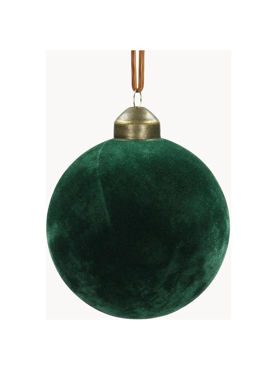 Fluwelen kerstballen Velvet Ø 8 cm, 6 stuks, Dennengroen, Ø 8 cm