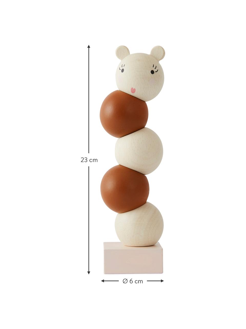 Grand jouet empilable en bois de hêtre Lala, Bois de hêtre, enduit, Brun, crème, Ø 6 x haut. 23 cm