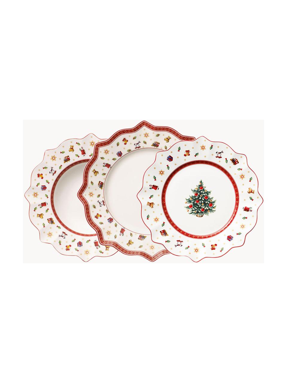 Súprava tanierov z porcelánu Toy's Delight, 4 osoby (12 dielov), Premium porcelán, Biela, červená, vzorovaná, 4 osoby (12 dielov)