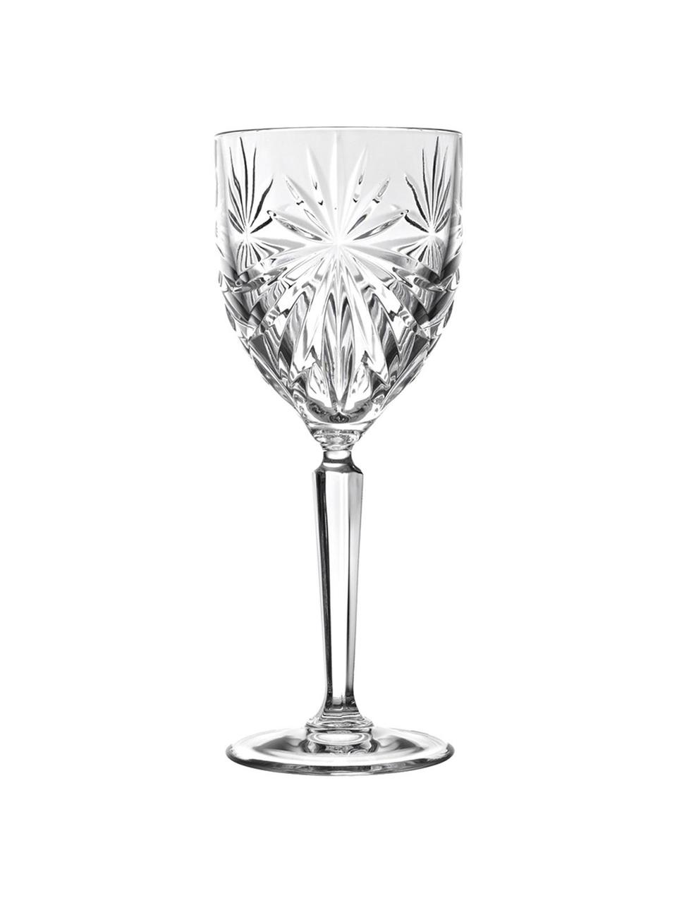 Kristallen witte wijnglazen Oasis met reliëf, 6 stuks, Luxion kristalglas, Transparant, Ø 8 x H 20 cm, 290 ml
