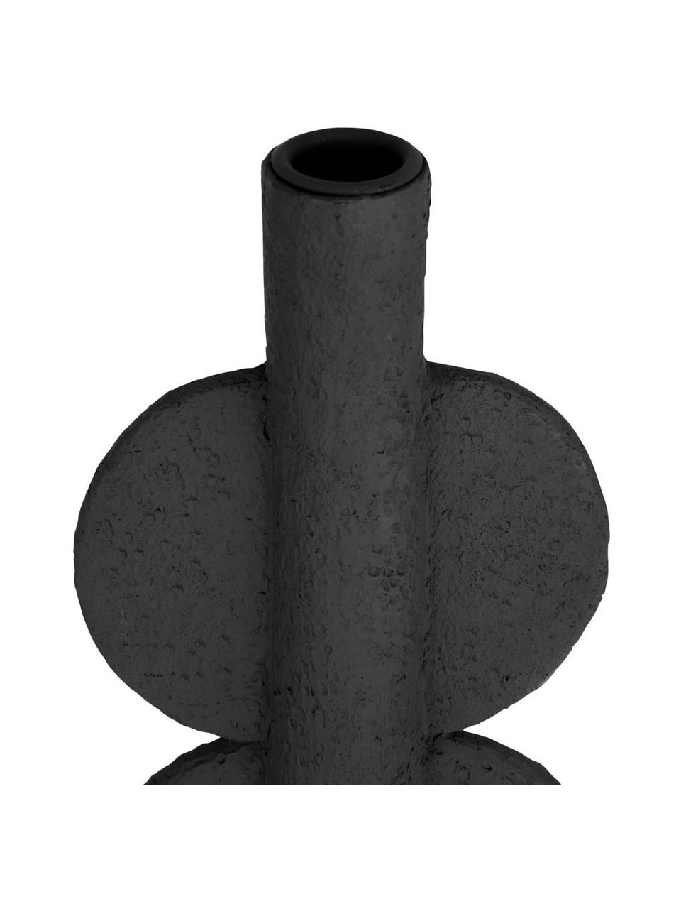 Bougeoir noir Double, Polyrésine, Noir, larg. 11 x haut. 22 cm