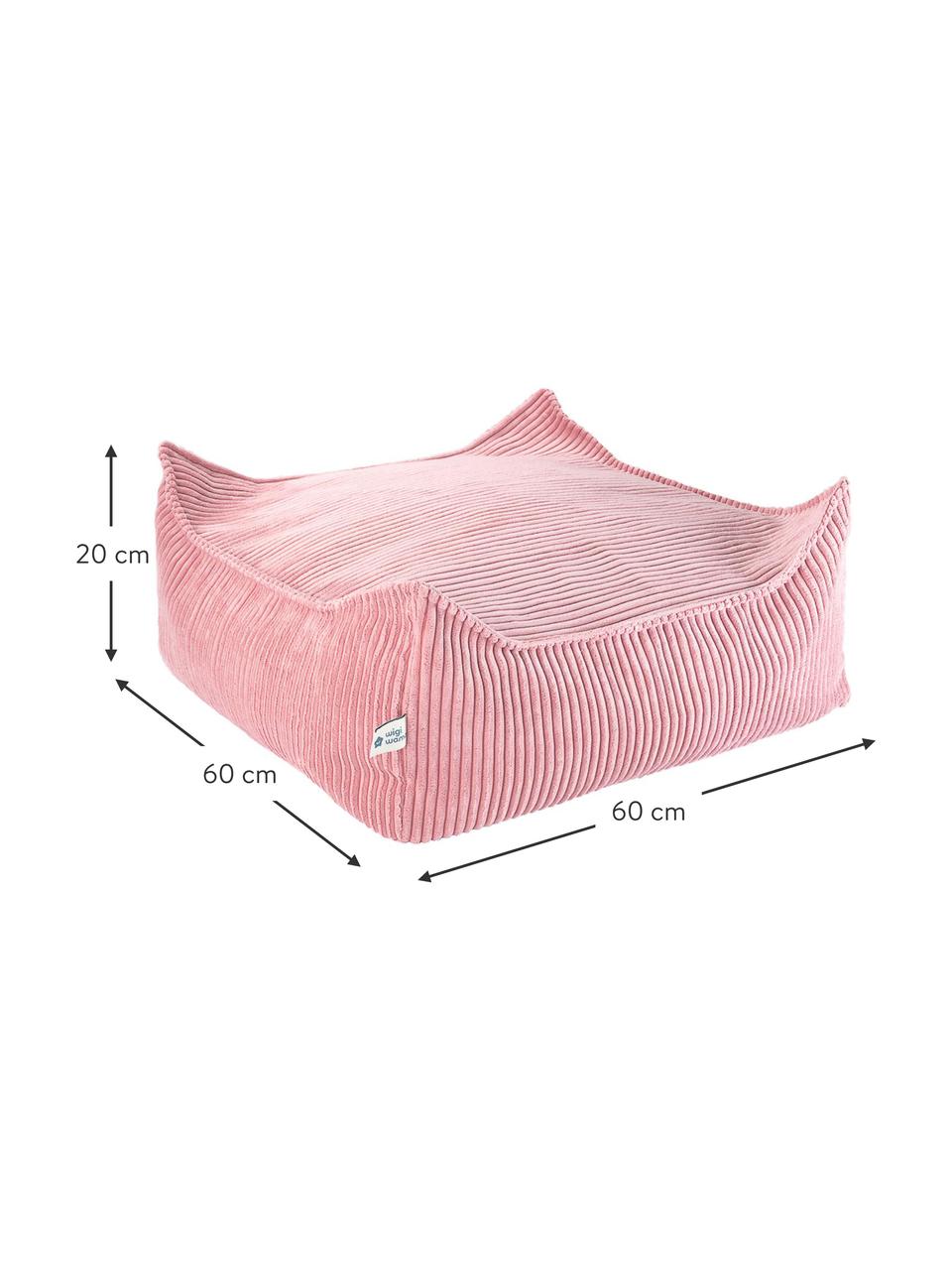 Kinder vloerkussen Sugar van corduroy, Bekleding: corduroy (100% polyester), Corduroy oudroze, B 60 x D 60 cm