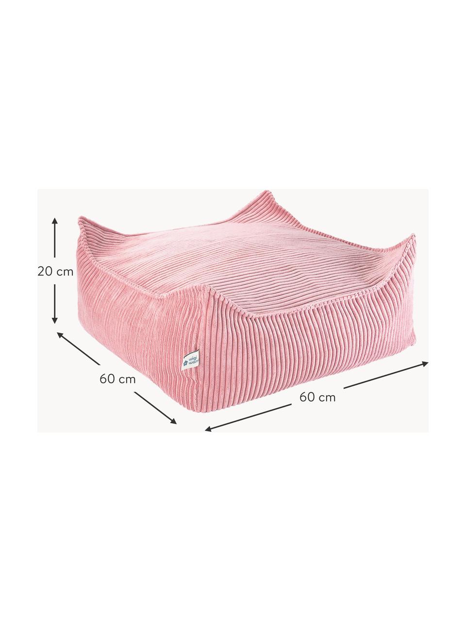 Cojín de suelo infantil de pana Sugar, Funda: pana (100% poliéster) pro, Pana rosa palo, An 60 x F 60 cm
