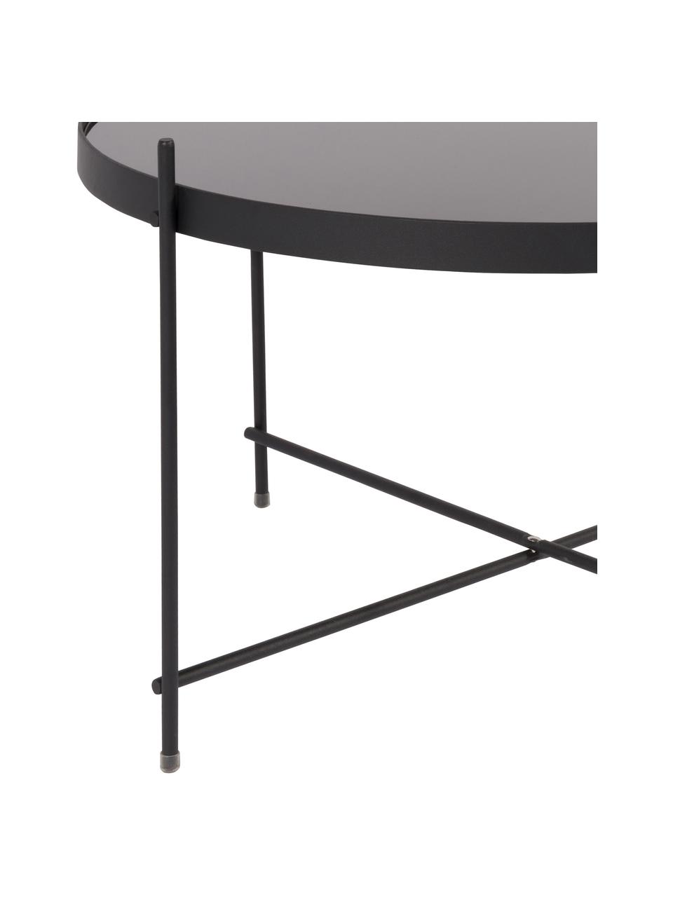 Ronde salontafel Cupid met afneembare glazen tafelblad, Frame: gepoedercoat metaal, Tafelblad: glas, Zwart, Ø 63 cm