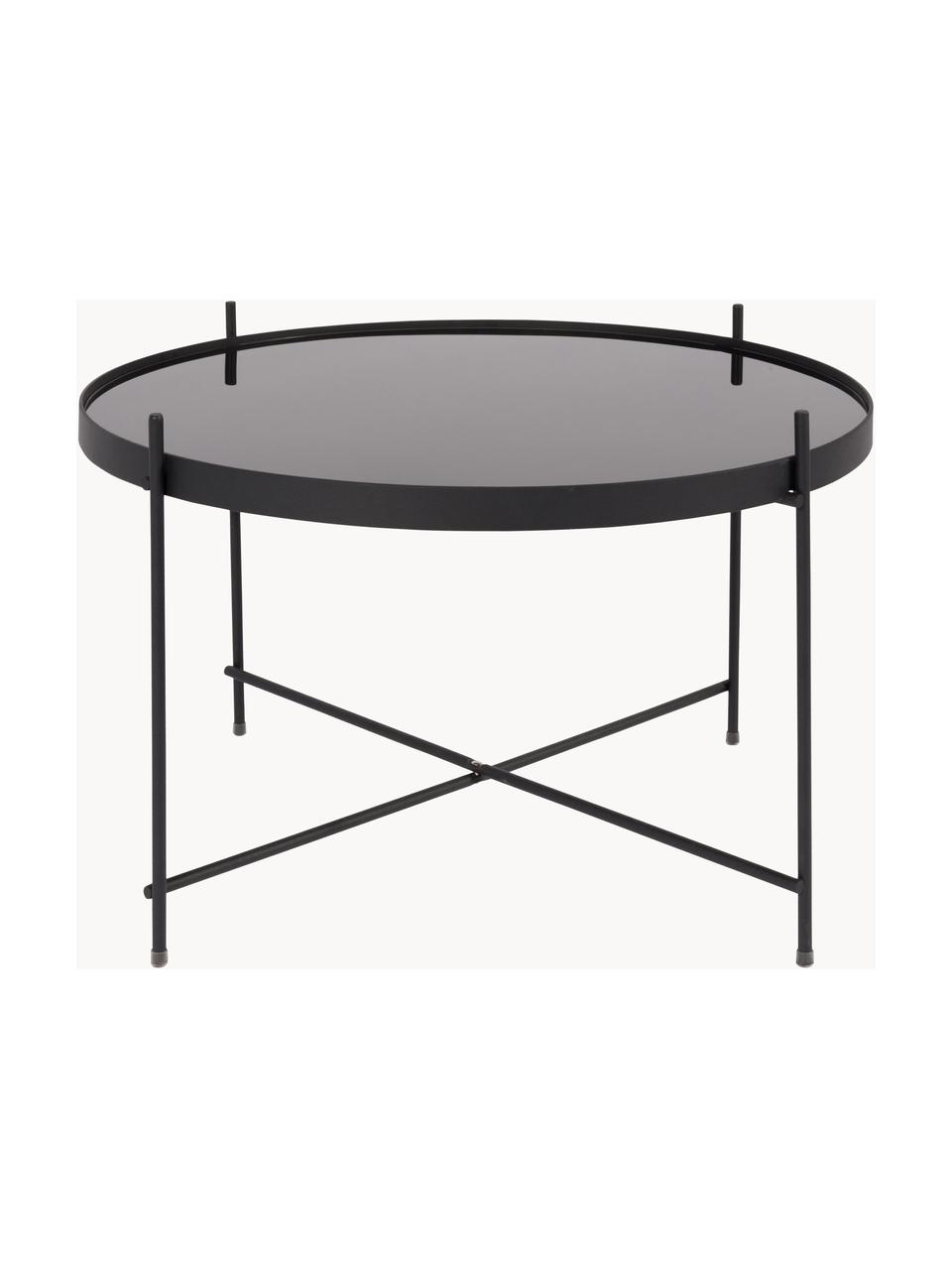 Table basse ronde avec plateau en verre amovible Cupid, Noir, Ø 63 cm